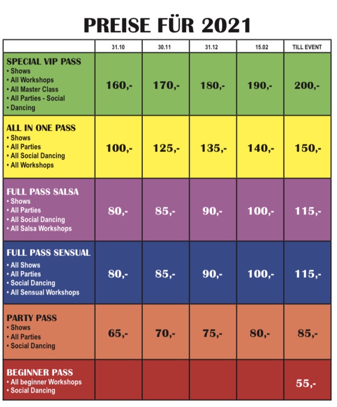Preisliste 2021